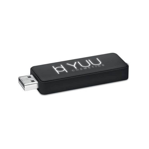 Obrázky: Čierny USB flash disk 4 GB s podsvieteným logom