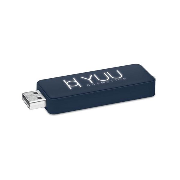 Obrázky: Modrý USB flash disk 32 GB s podsvieteným logom