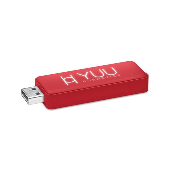 Obrázky: Červený USB flash disk 1 GB s podsvieteným logom