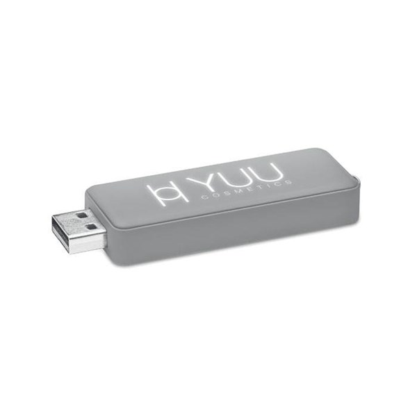 Obrázky: Šedý USB flash disk 8 GB s podsvieteným logom, Obrázok 2