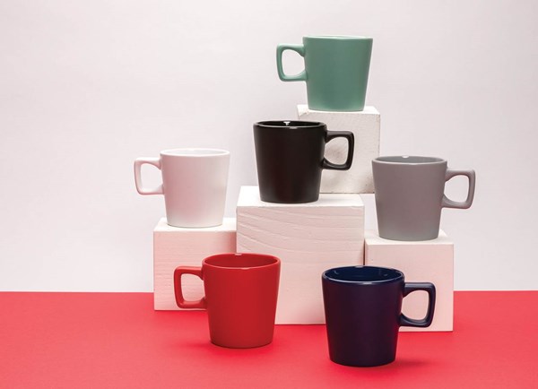 Obrázky: Moderný červený keramický hrnček na kávu 300ml, Obrázok 7