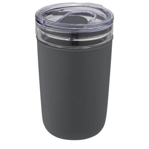 Obrázky: Sklenený hrnček 420 ml s plastovým obalom šedý