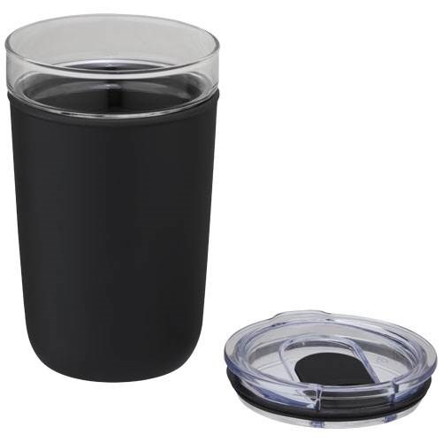 Obrázky: Sklenený hrnček 420 ml, plastový obal čierny, Obrázok 2
