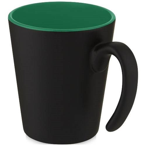 Obrázky: Čierny keramický hrnček 360 ml so zeleným vnútrom