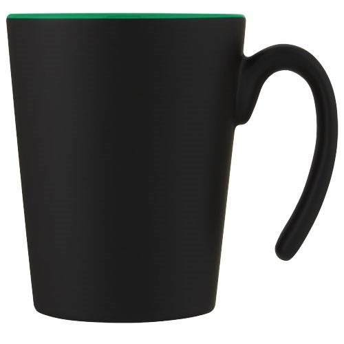 Obrázky: Čierny keramický hrnček 360 ml so zeleným vnútrom, Obrázok 3
