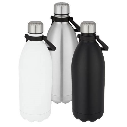 Obrázky: Nerezová fľaša 1,5 L s vak.izol., pútko,strieborná, Obrázok 5