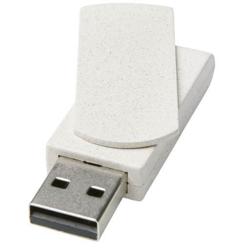 Obrázky: Béžový otočný USB flash disk z pšeničnej slamy 4GB