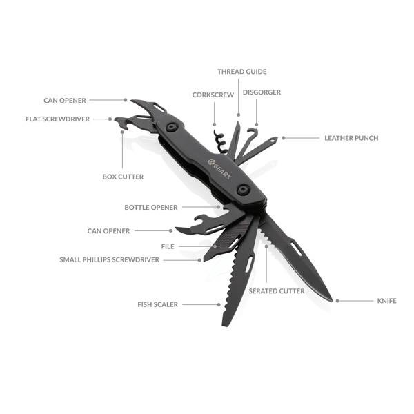 Obrázky: Multifunkčný nôž Gear X, čierny, Obrázok 2
