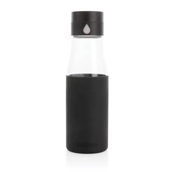 Obrázky: Sklenená fľaša Ukiyo sledujúca pitný režim, čierna, Obrázok 2