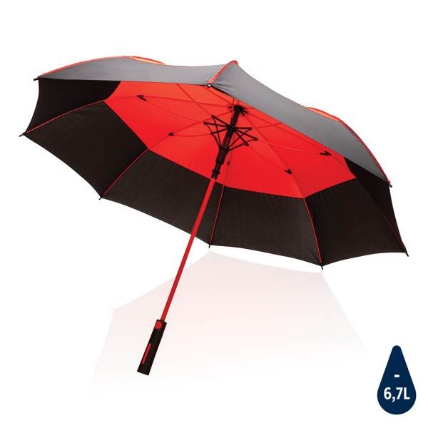 Obrázky: Červený voči vetru odolný auto-open dáždnik Impact