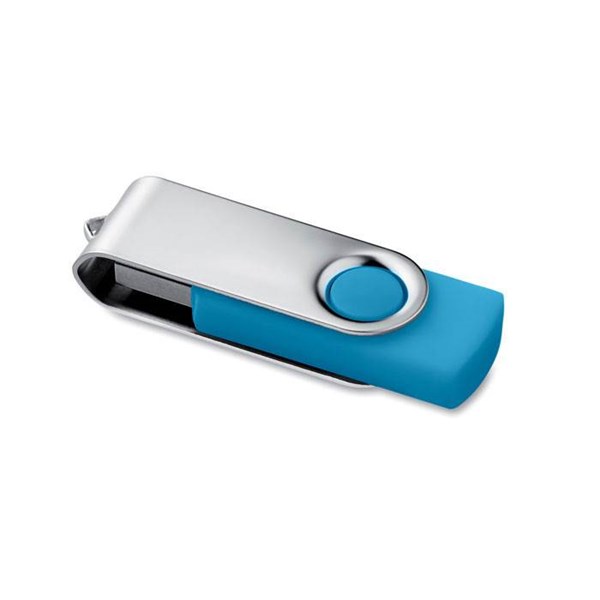 Obrázky: Strieborno-tyrkysový USB flash disk 8GB