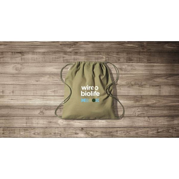 Obrázky: Sťahovací ruksak z bio bavlny, zelený, Obrázok 4