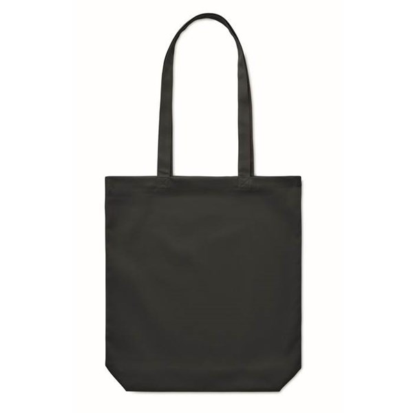Obrázky: Čierna nákupná plátená taška s dlhými ušami