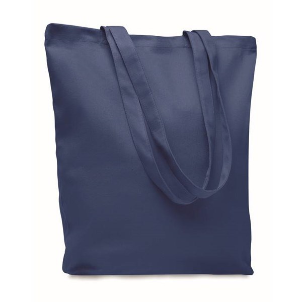 Obrázky: Modrá nákupná plátená taška s dlhými ušami
