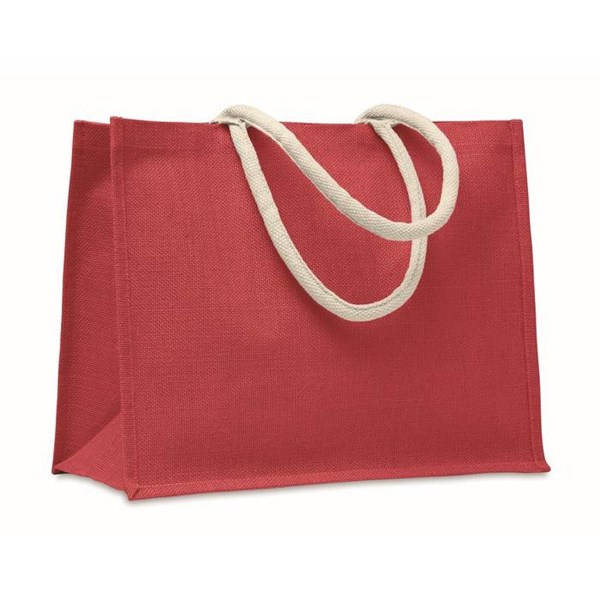 Obrázky: Červená jutová taška s krátkymi bavlnenými ušami, Obrázok 1