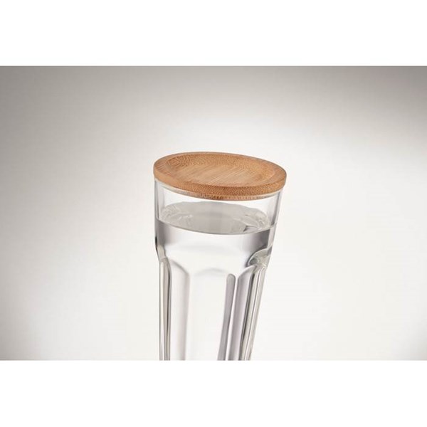 Obrázky: Transparentný pohár s viečkom/pošálkou, bambus, Obrázok 2