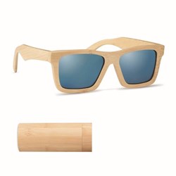 Obrázky: Zkadlové slnečné okuliare a puzdro z bambusu,hnedá