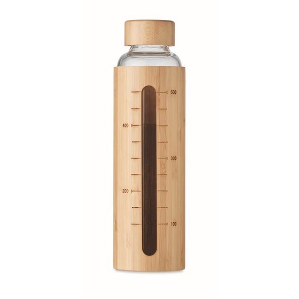 Obrázky: Sklenená fľaša s bambusovým krytom, 600ml, hnedá, Obrázok 9