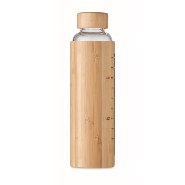 Obrázky: Sklenená fľaša s bambusovým krytom, 600ml, hnedá, Obrázok 10