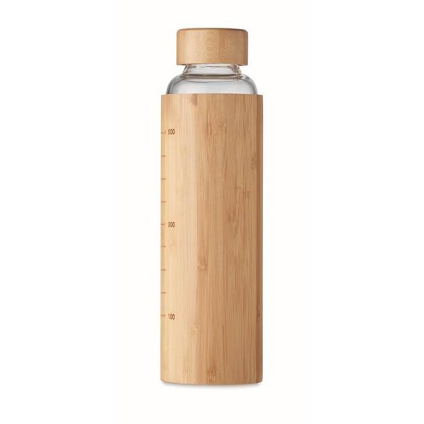 Obrázky: Sklenená fľaša s bambusovým krytom, 600ml, hnedá, Obrázok 15