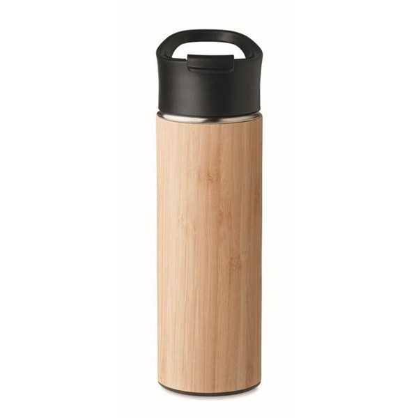 Obrázky: Bambusová dvojstenná fľaša, 450 ml, hnedá, Obrázok 4