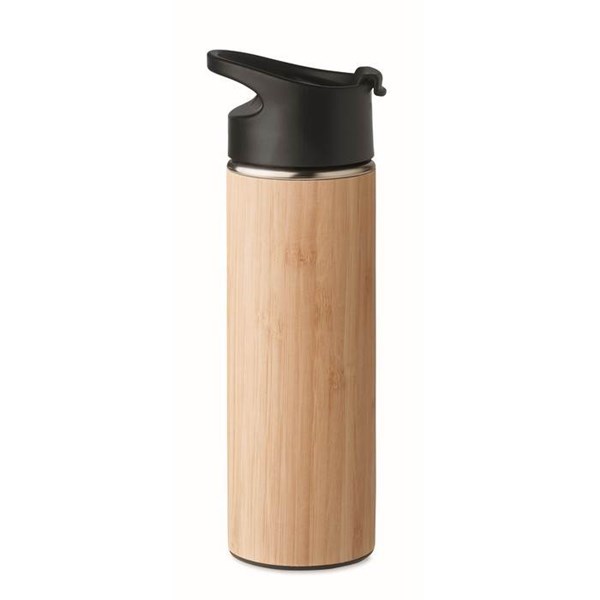 Obrázky: Bambusová dvojstenná fľaša, 450 ml, hnedá, Obrázok 6
