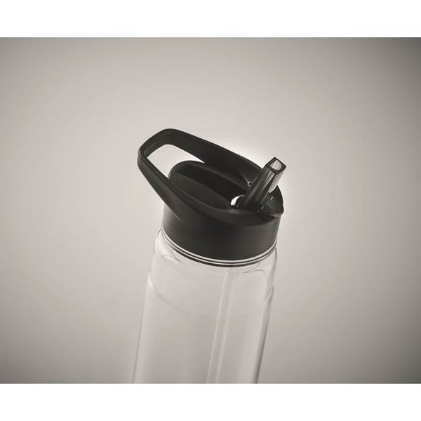 Obrázky: Fľaša RPET 650ml so slamkou, čierne viečko, Obrázok 4