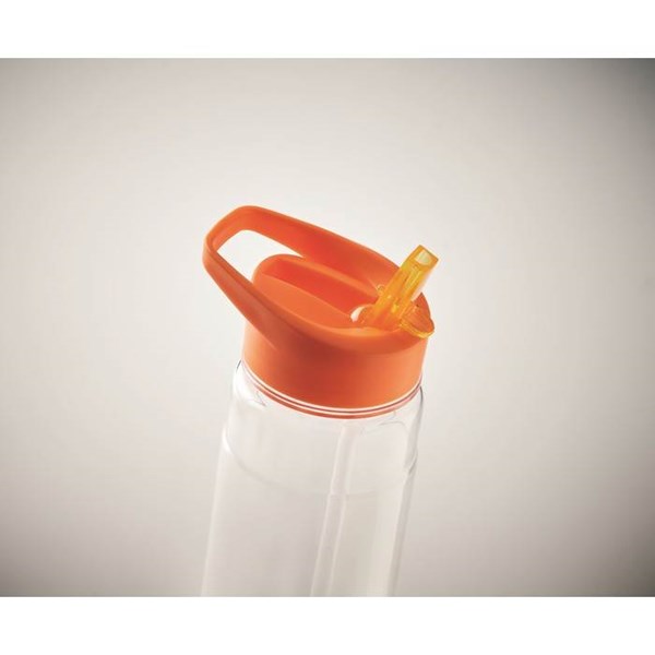 Obrázky: Fľaša RPET 650ml so slamkou, oranžové viečko, Obrázok 3