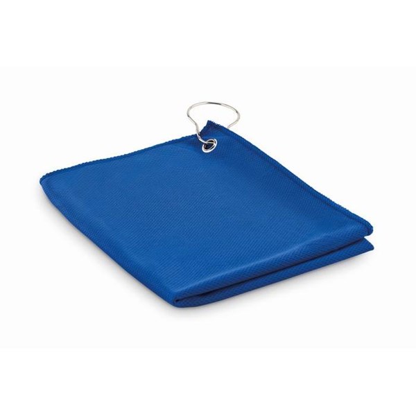 Obrázky: Modrý golfový RPET uterák s háčikom, Obrázok 2