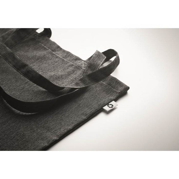 Obrázky: Čierne melír. nákupná taška s dlhými ušami,140g/m2, Obrázok 3