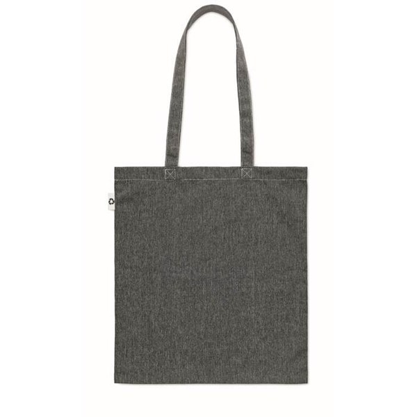 Obrázky: Čierne melír. nákupná taška s dlhými ušami,140g/m2, Obrázok 4