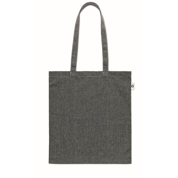 Obrázky: Čierne melír. nákupná taška s dlhými ušami,140g/m2, Obrázok 5