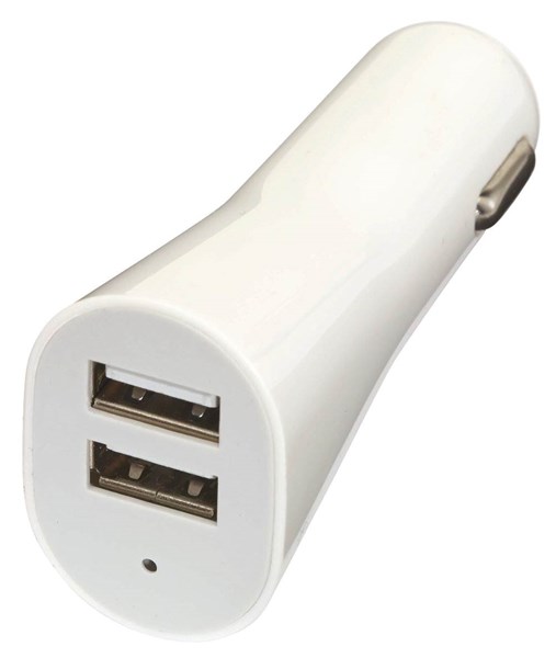 Obrázky: Biela plastová duálna USB nabíjačka do auta