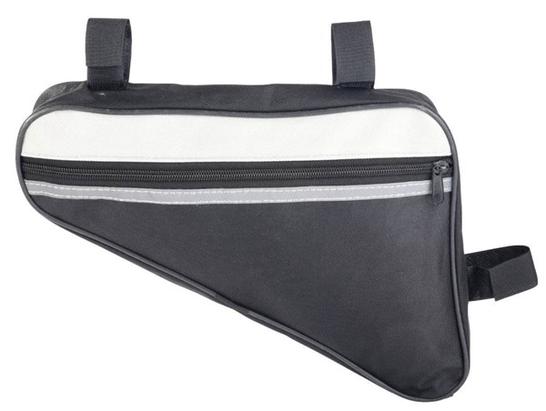 Obrázky: Čierna polyest.taška na rám bicykla, reflexný pruh, Obrázok 1