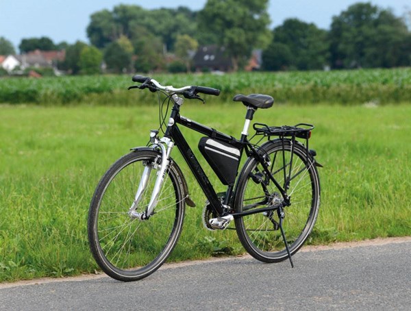 Obrázky: Čierna polyest.taška na rám bicykla, reflexný pruh, Obrázok 4