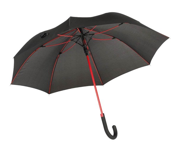 Obrázky: Čierny automatický dáždnik, červenéi rebrá a tyč, Obrázok 1