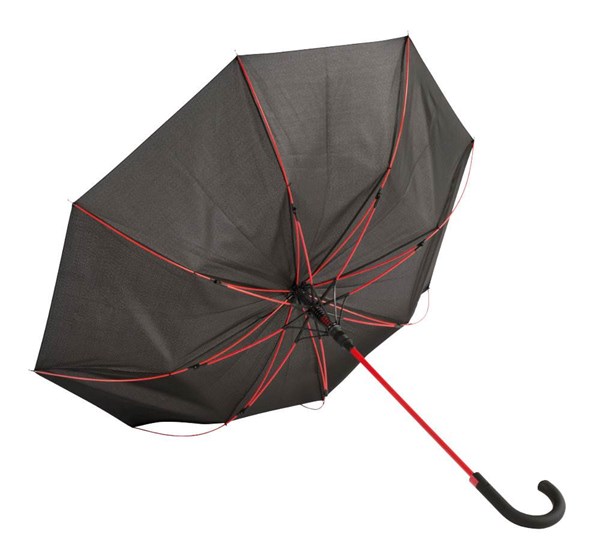 Obrázky: Čierny automatický dáždnik, červenéi rebrá a tyč, Obrázok 2