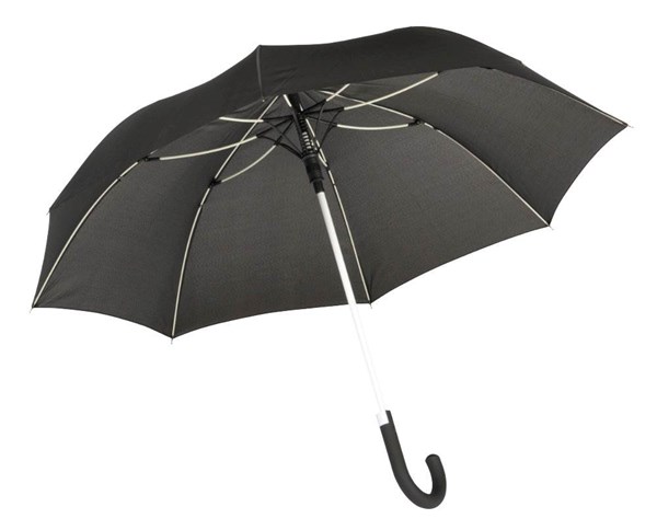 Obrázky: Čierny automat. dáždnik s bielymii rebrami a tyčou