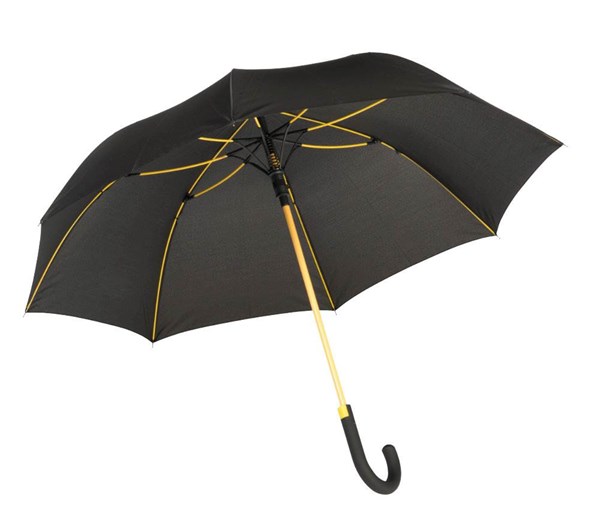 Obrázky: Čierny automatický dáždnik, žlté rebrá a tyč, Obrázok 1