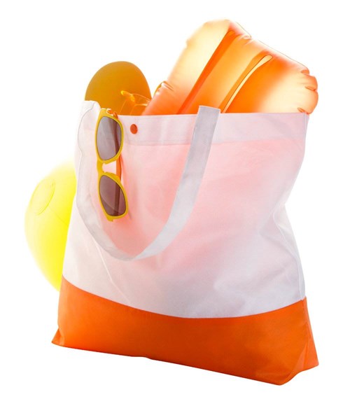 Obrázky: Oranžovo biela plážová taška netkaná textília, Obrázok 2