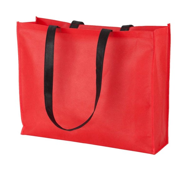 Obrázky: Červená nákup. taška netkaná textília, čierne uši, Obrázok 1