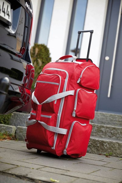 Obrázky: Veľká cestovná taška na kolieskach, červená, Obrázok 2