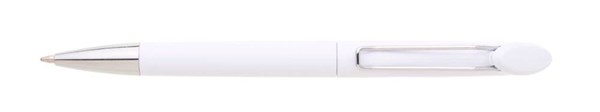 Obrázky: Celé biele guličkové pero NELA s kovovým klipom