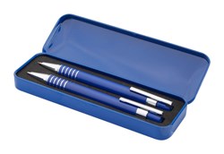 Obrázky: Modrá sada pera a mech.ceruzky 0,7mm v kovovom boxe