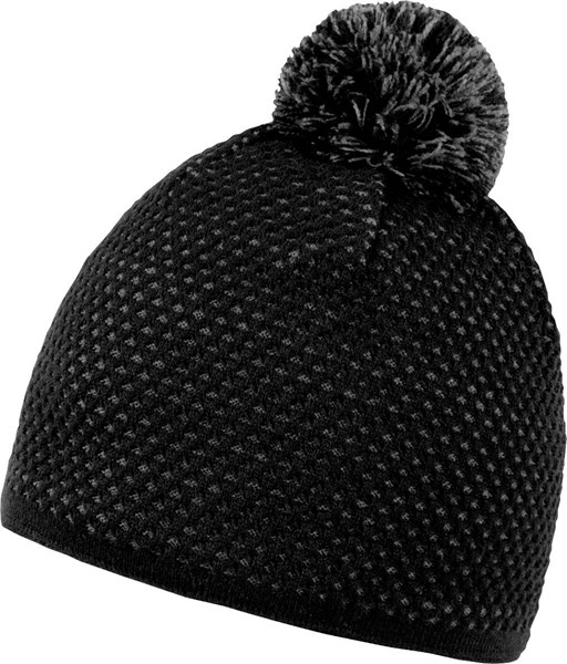 Obrázky: Akrylová pletená zimná čierna čiapka s brmbolcom, Obrázok 1