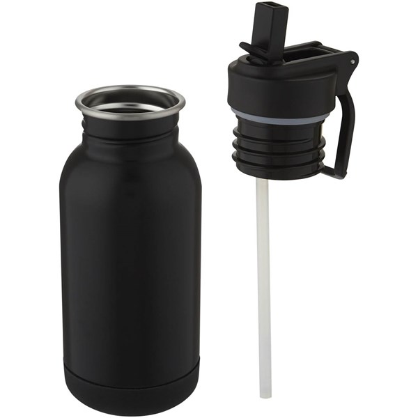 Obrázky: čierna fľaša 400 ml z nerezu so slamkou a pútkom, Obrázok 2