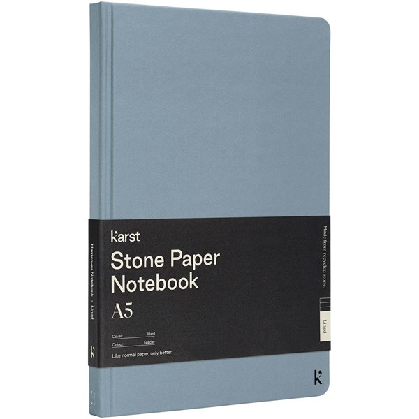 Obrázky: Modrý zápisník A5 s gumičkou, kamenný papier