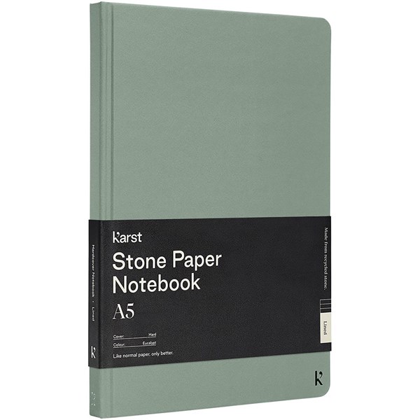 Obrázky: Zelený zápisník A5 s gumičkou, kamenný papier