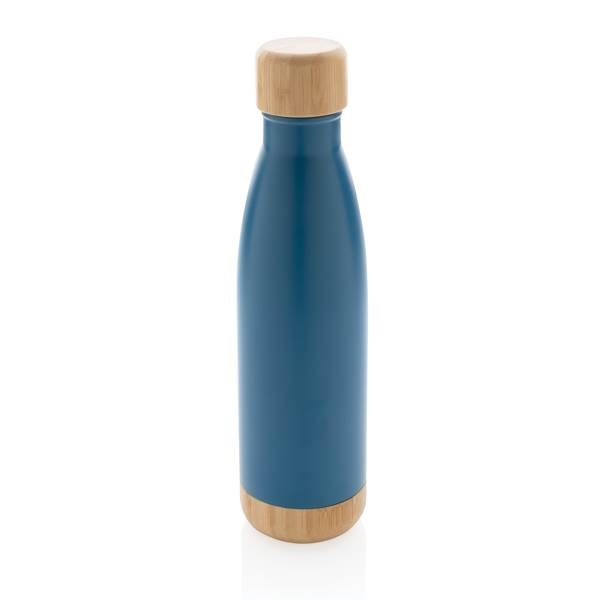 Obrázky: Nerezová termofľaša modrá s bambusovými detailami