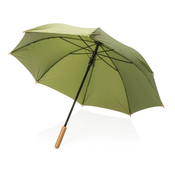 Obrázky: Zelený rPET automatický dáždnik, madlo bambus, Obrázok 4
